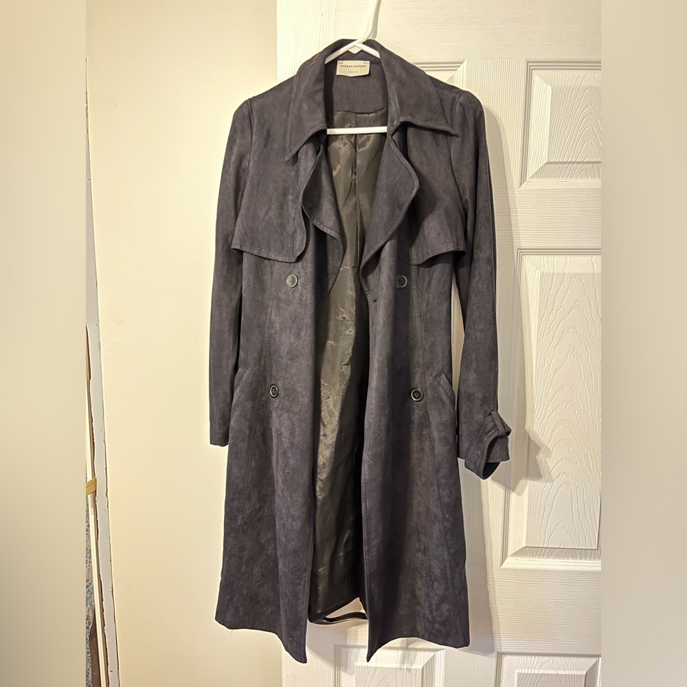 Navy Modern Citizen Suede Trench Coat
